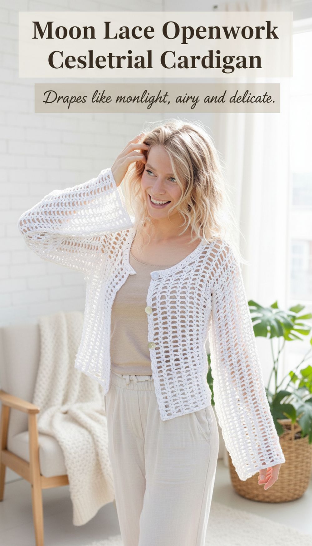 Moon Lace Openwork Celestial Cardigan